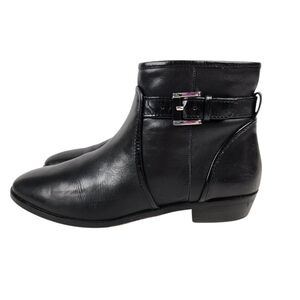 Louise et Cie Zora Black Leather Ankle Boots Silver Buckle Womens Size 8 Size 38